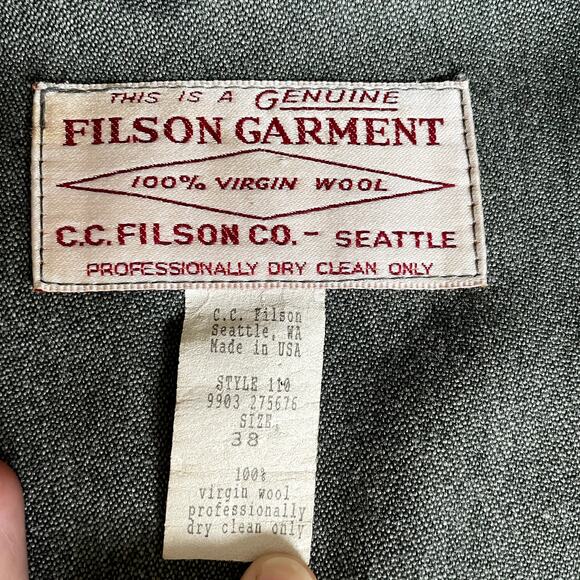 Vintage 90s Filson Mackinaw Cruiser Jacket 100% Wool Size 38 Made in USA - Picture 2 of 7